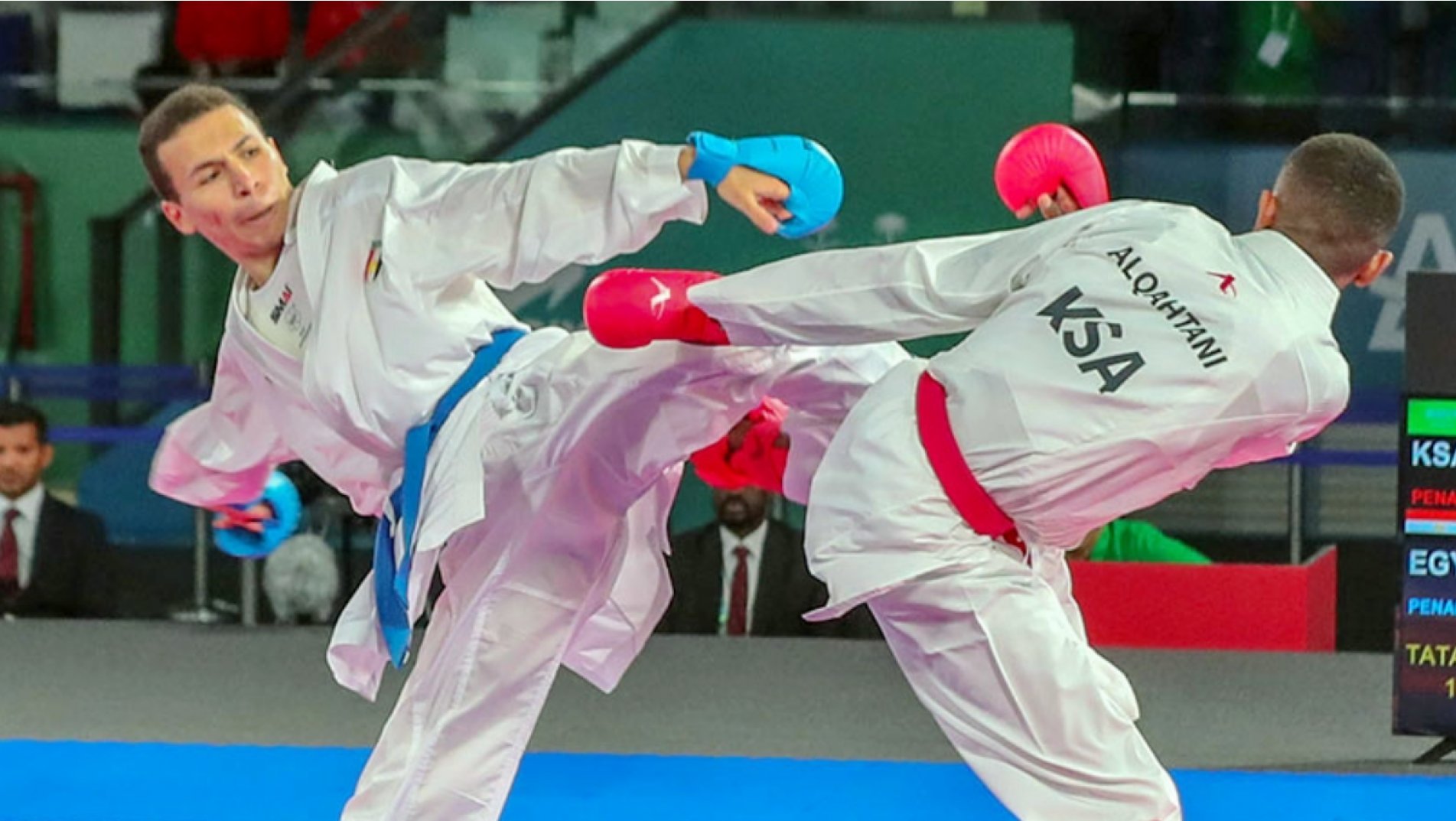 Abdelali Jina and Ahmed Lotfy prevail in Male Kumite categories on Day 1 of Karate at World Combat Games